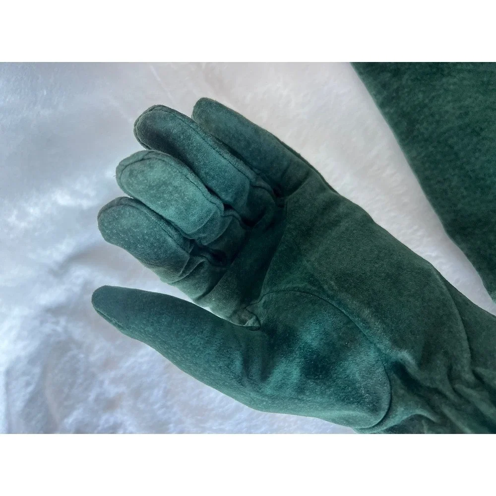 Suede Gloves Forest Green Lined Med Dark Academia Vintage MCM Forestcore Classic